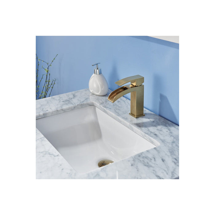Remi 30" Single Bathroom Vanity Set in White and Carrara White Marble Countertop without Mirror