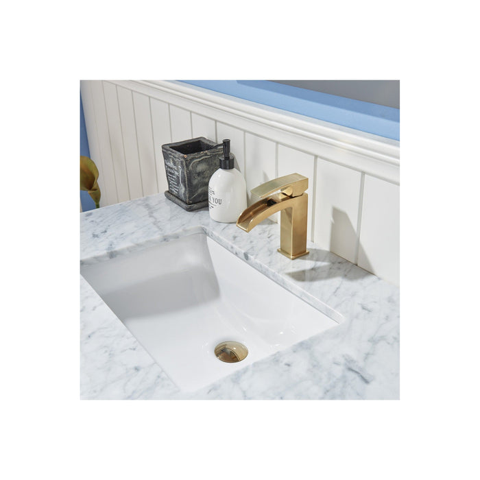 Remi 36" Single Bathroom Vanity Set in Gray and Carrara White Marble Countertop without Mirror