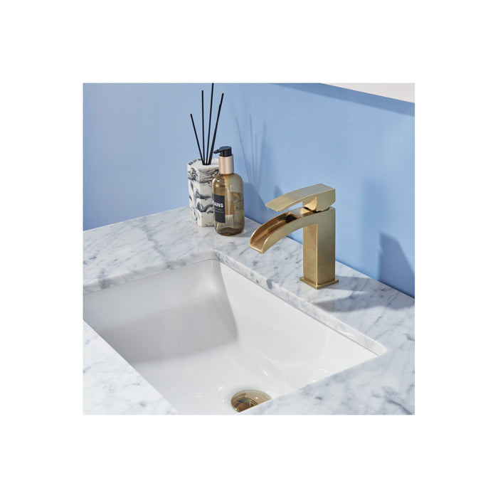 Remi 36" Single Bathroom Vanity Set in White and Carrara White Marble Countertop without Mirror