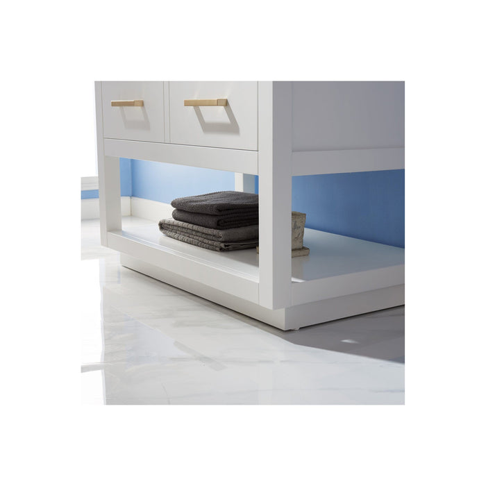 Remi 36" Single Bathroom Vanity Set in White and Carrara White Marble Countertop without Mirror