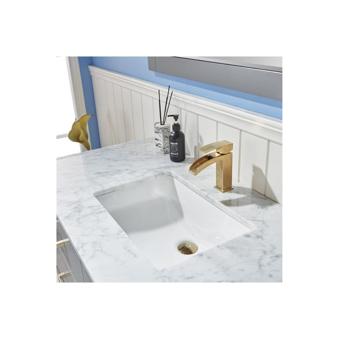 Remi 48" Single Bathroom Vanity Set in Gray and Carrara White Marble Countertop with Mirror
