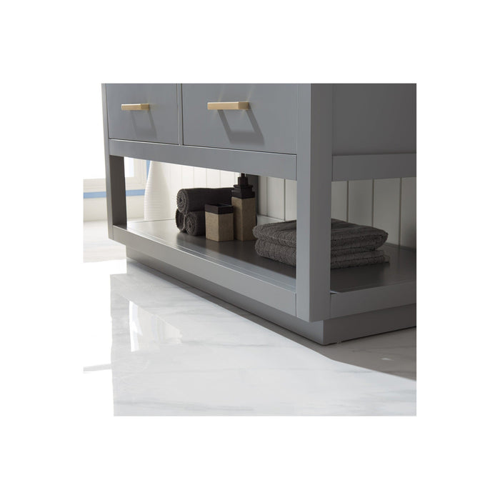 Remi 48" Single Bathroom Vanity Set in Gray and Carrara White Marble Countertop with Mirror