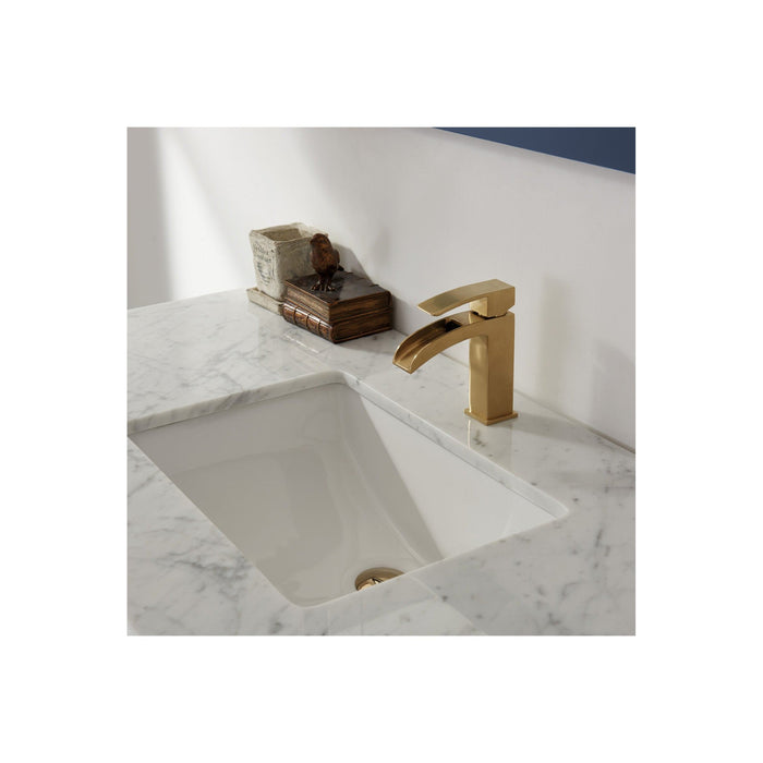 Remi 48" Single Bathroom Vanity Set in Royal Blue and Carrara White Marble Countertop without Mirror