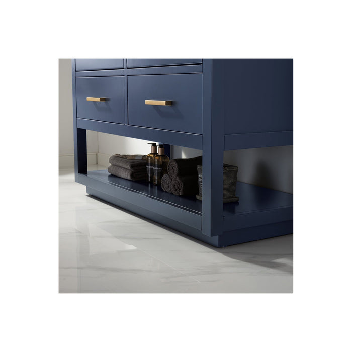 Remi 48" Single Bathroom Vanity Set in Royal Blue and Carrara White Marble Countertop with Mirror