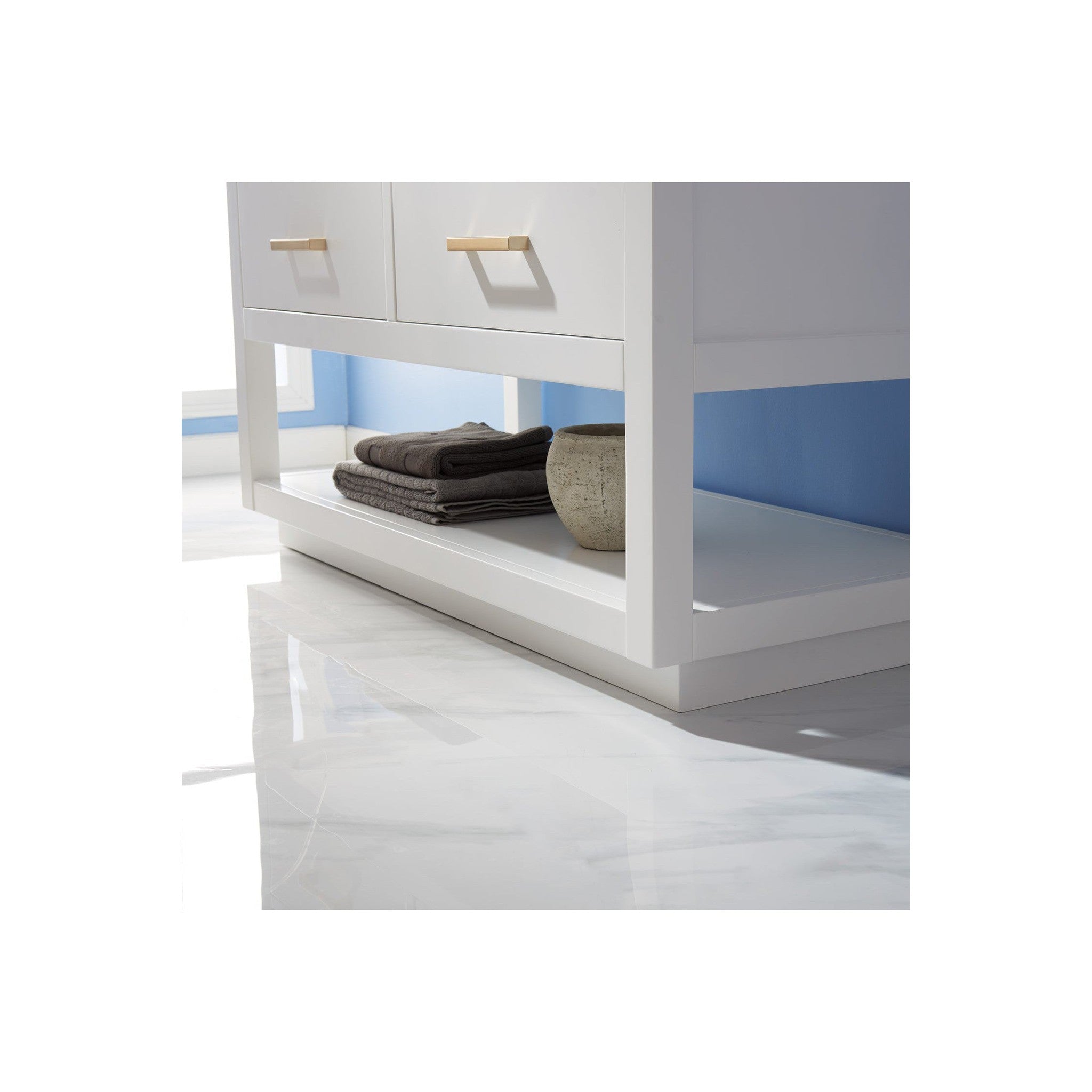 Remi 48" Single Bathroom Vanity Set in White and Carrara White Marble Countertop without Mirror