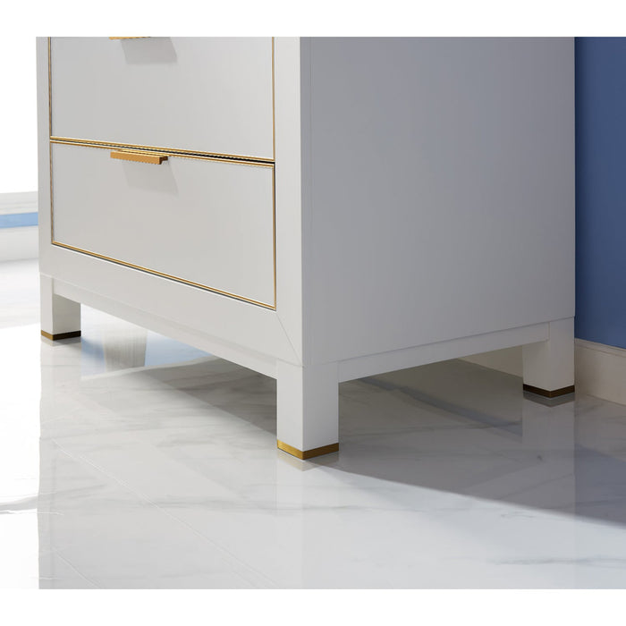 Jackson 36" Single Bathroom Vanity Set in White and Composite Carrara White Stone Countertop without Mirror