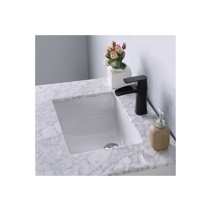 Maribella 30" Single Bathroom Vanity Set in White and Carrara White Marble Countertop without Mirror