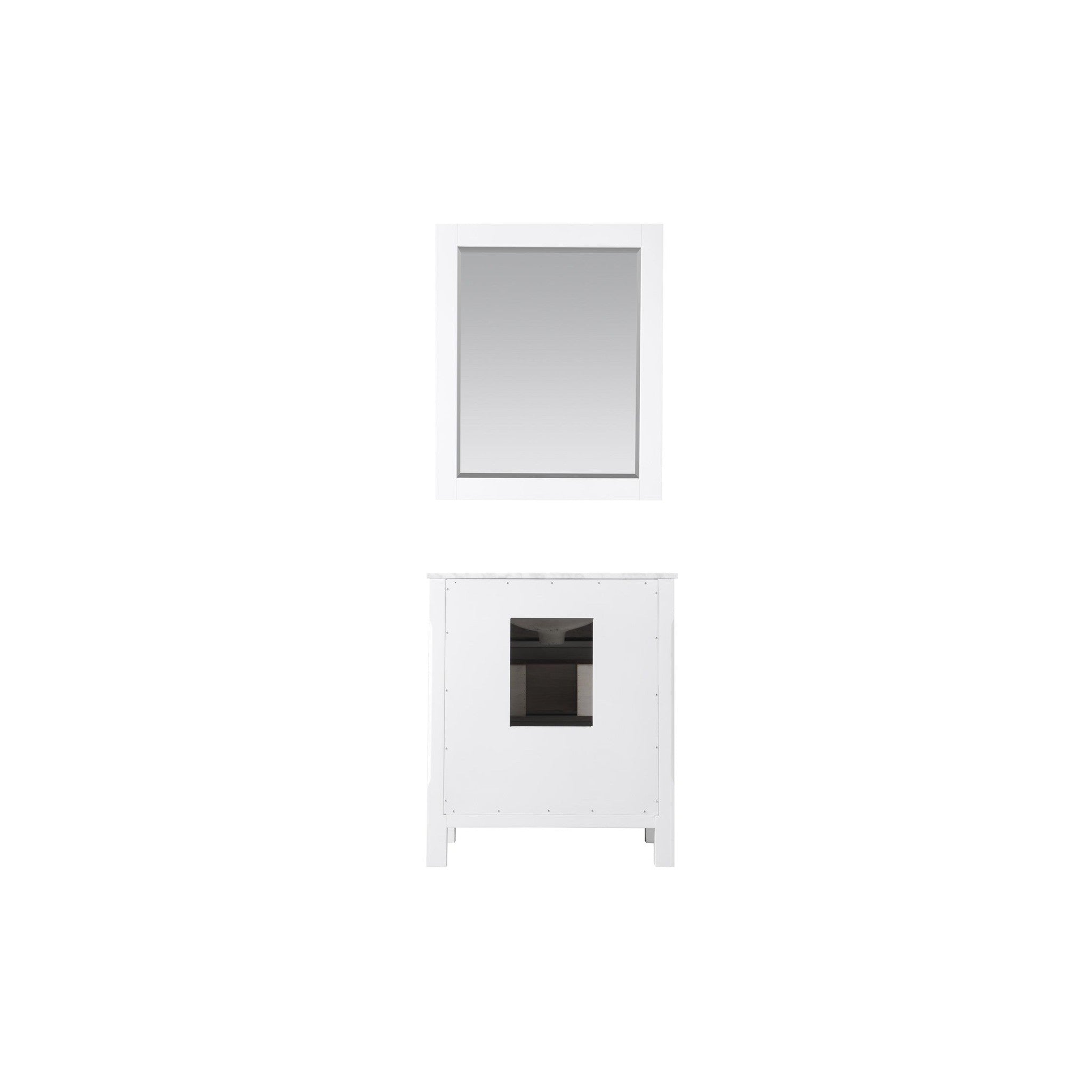 Maribella 30" Single Bathroom Vanity Set in White and Carrara White Marble Countertop with Mirror