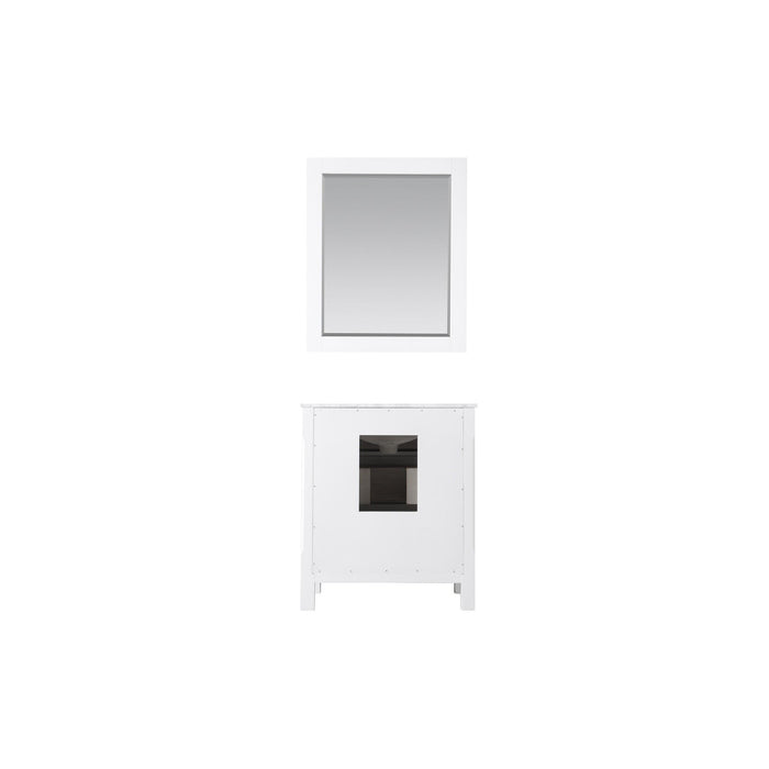 Maribella 30" Single Bathroom Vanity Set in White and Carrara White Marble Countertop with Mirror