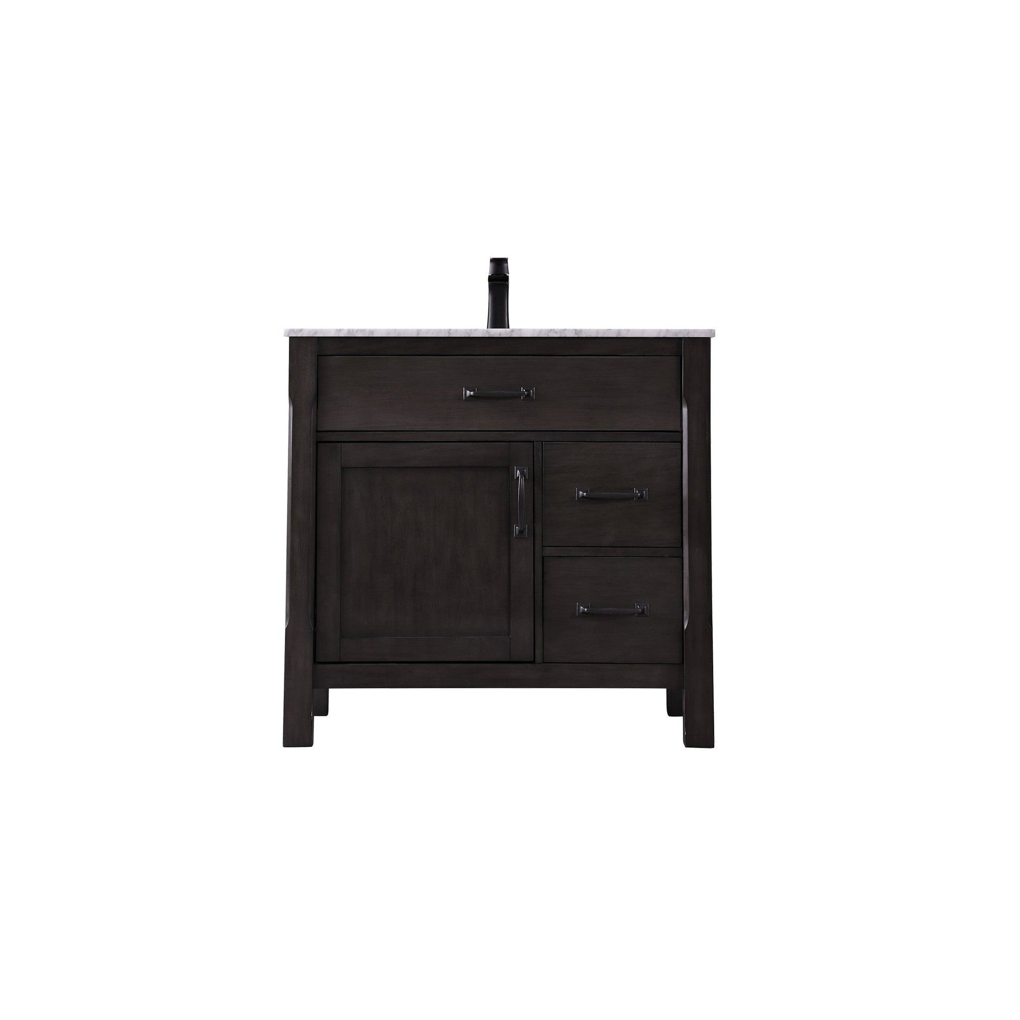 Maribella 36" Single Bathroom Vanity Set in Rust Black and Carrara White Marble Countertop without Mirror