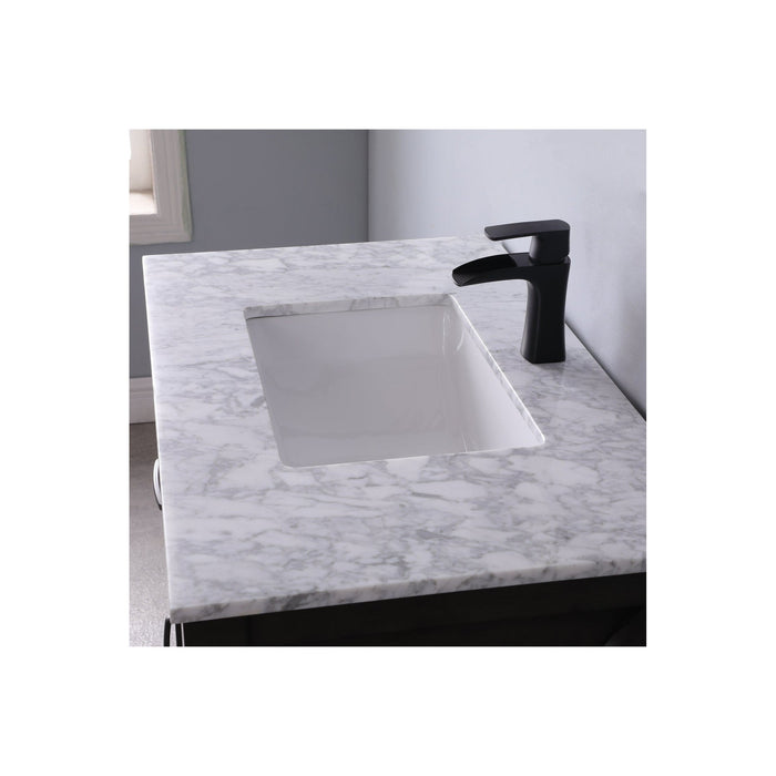 Maribella 36" Single Bathroom Vanity Set in Rust Black and Carrara White Marble Countertop without Mirror