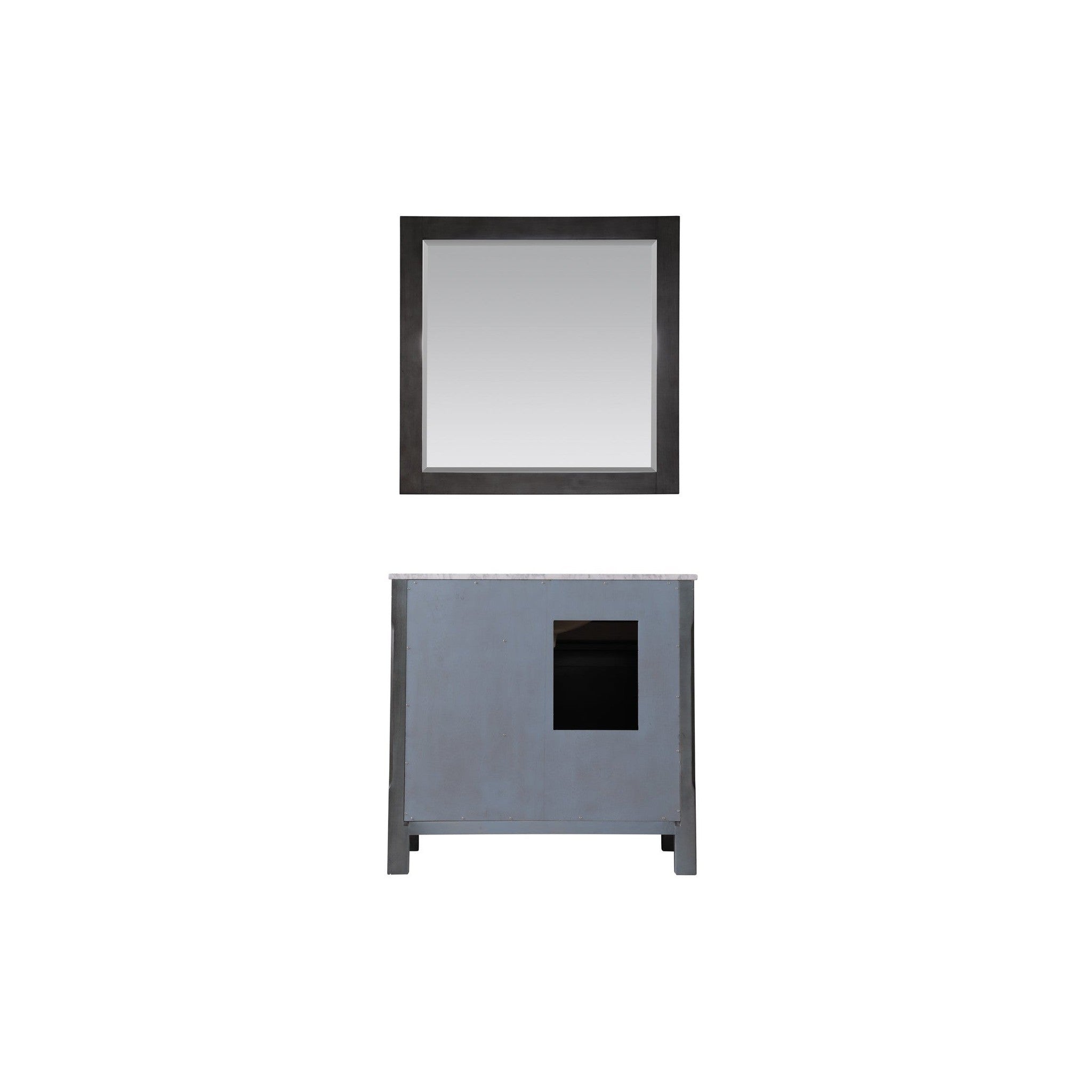 Maribella 36" Single Bathroom Vanity Set in Rust Black and Carrara White Marble Countertop with Mirror