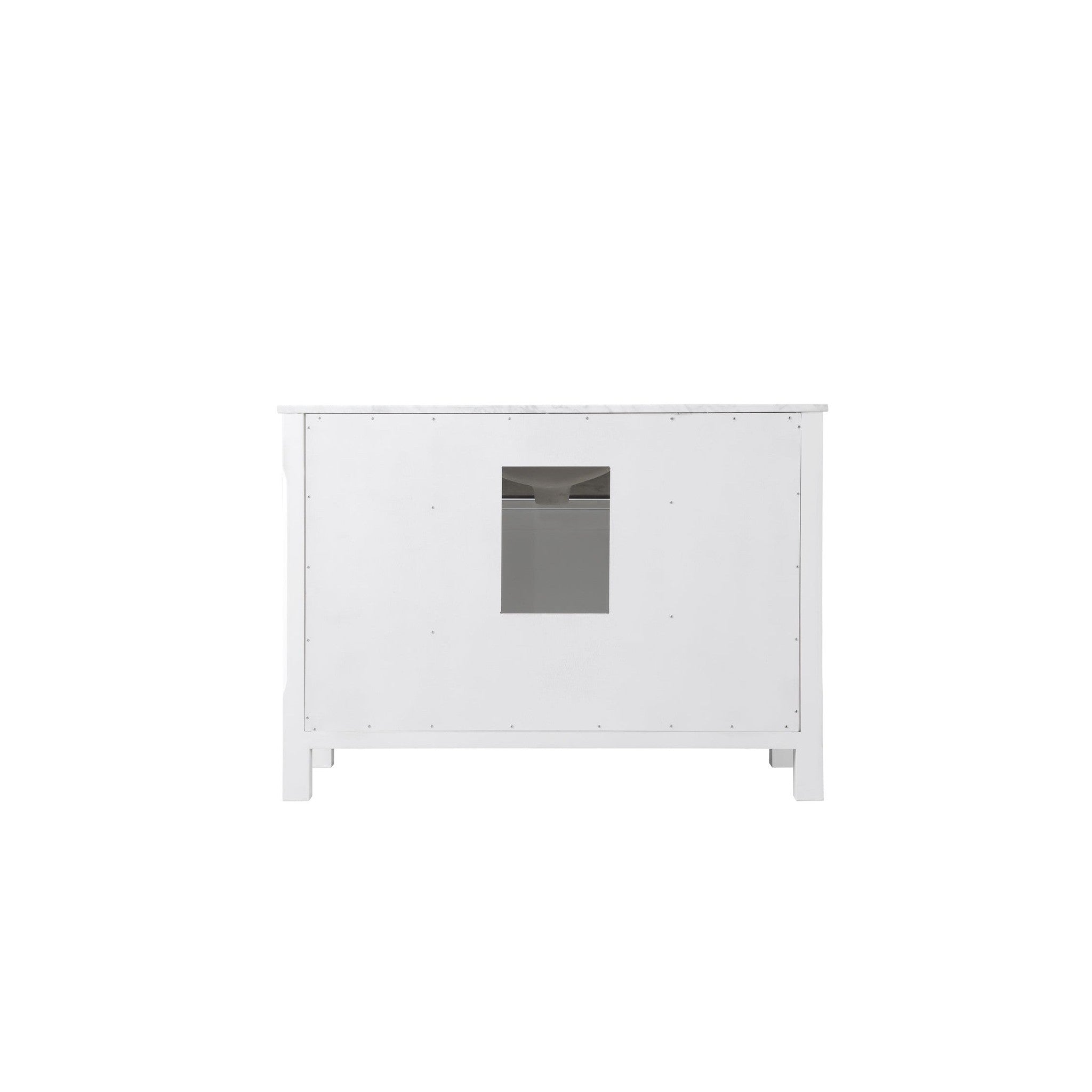 Maribella 48" Single Bathroom Vanity Set in White and Carrara White Marble Countertop with Mirror