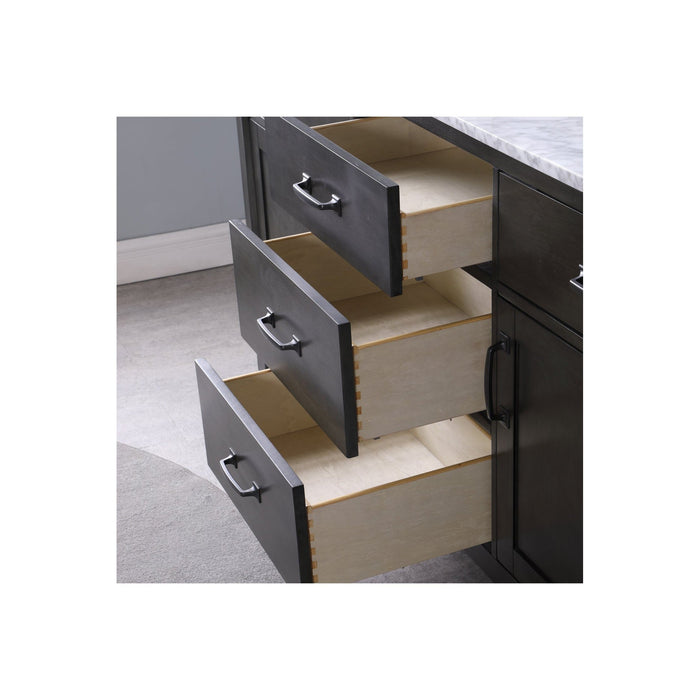 Maribella 72" Double Bathroom Vanity Set in Rust Black and Carrara White Marble Countertop with Mirror