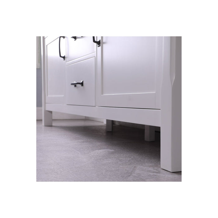 Maribella 72" Double Bathroom Vanity Set in White and Carrara White Marble Countertop with Mirror