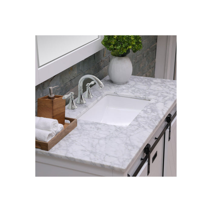 Kinsley 48" Single Bathroom Vanity Set in White and Carrara White Marble Countertop without Mirror