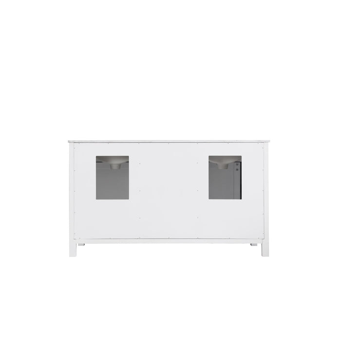 Kinsley 60" Double Bathroom Vanity Set in White and Carrara White Marble Countertop without Mirror