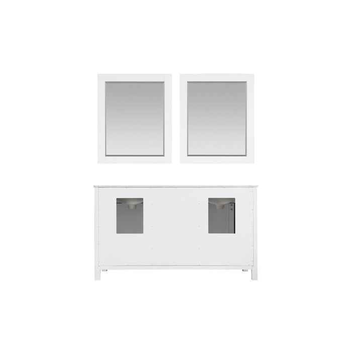 Kinsley 60" Double Bathroom Vanity Set in White and Carrara White Marble Countertop with Mirror