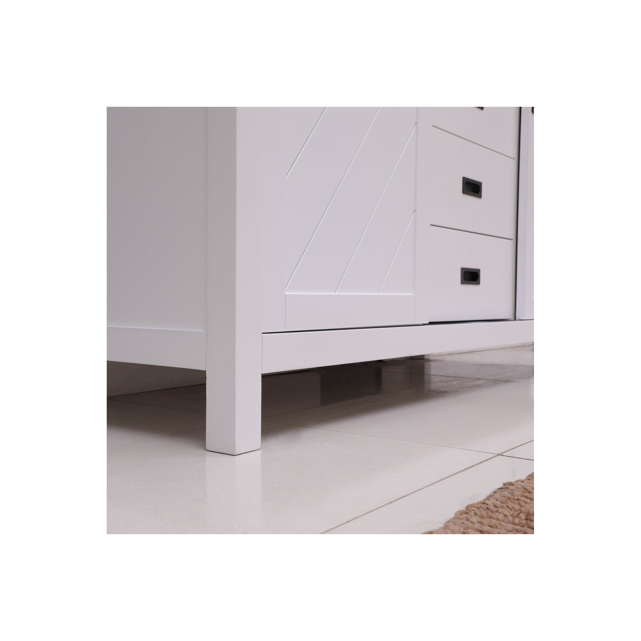 Kinsley 60" Double Bathroom Vanity Set in White and Carrara White Marble Countertop with Mirror