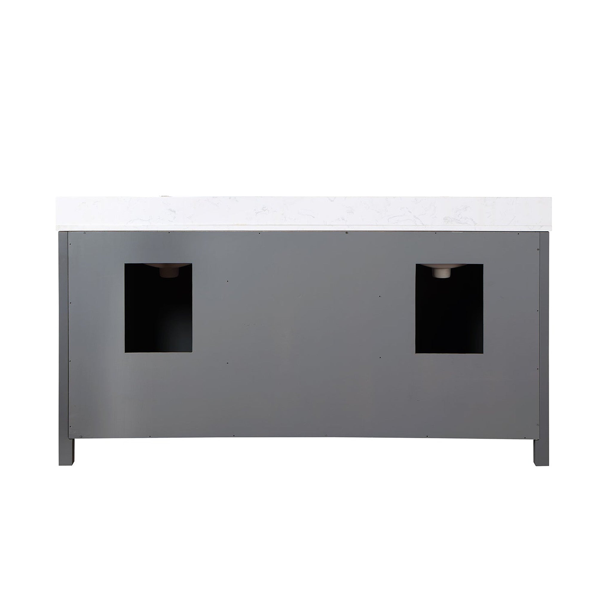 Kinsley 72" Double Bathroom Vanity Set in Gray and Composite Carrara White Stone Countertop without Mirror