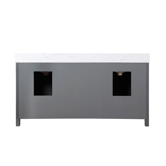 Kinsley 72" Double Bathroom Vanity Set in Gray and Composite Carrara White Stone Countertop without Mirror