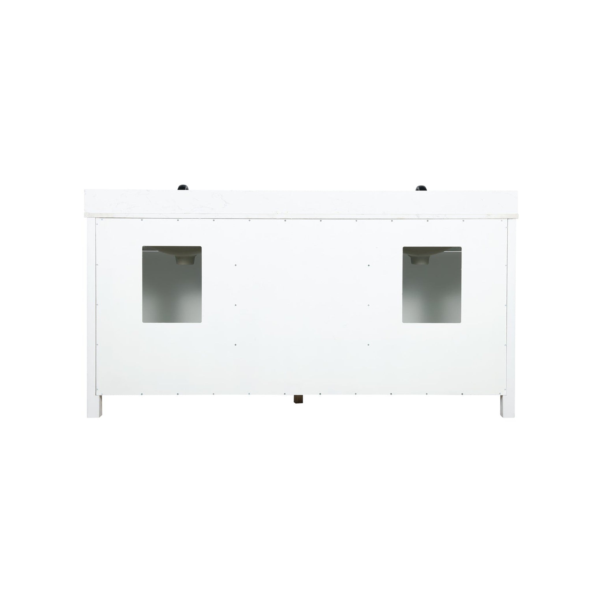 Kinsley 72" Double Bathroom Vanity Set in White and Carrara White Marble Countertop without Mirror