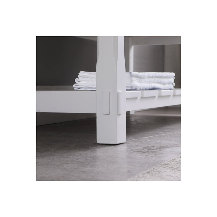 Georgia 48" Single Bathroom Vanity Set in White and Composite Carrara White Stone Top with White Farmhouse Basin with Mirror