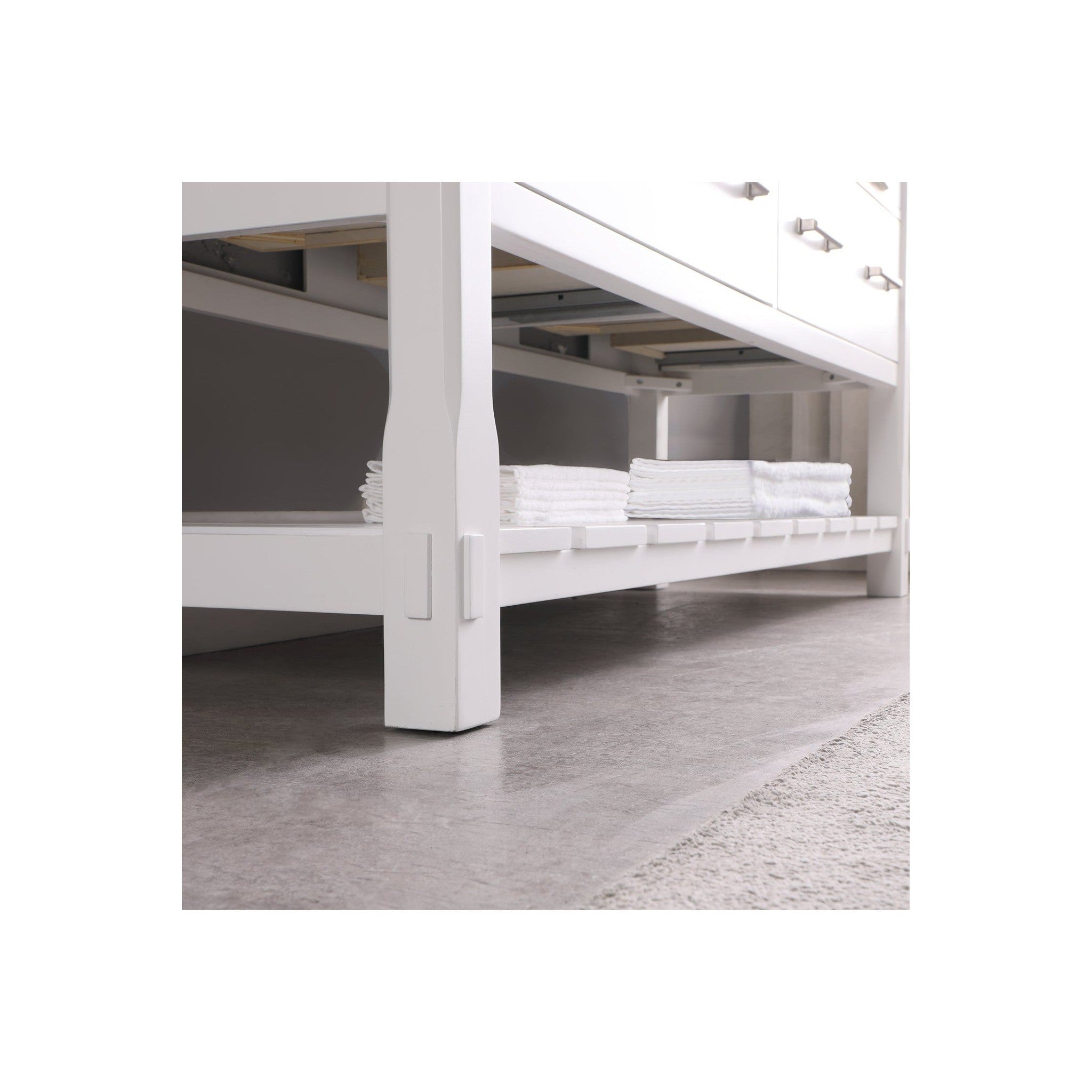 Georgia 60" Double Bathroom Vanity Set in White and Composite Carrara White Stone Top with White Farmhouse Basin with Mirror
