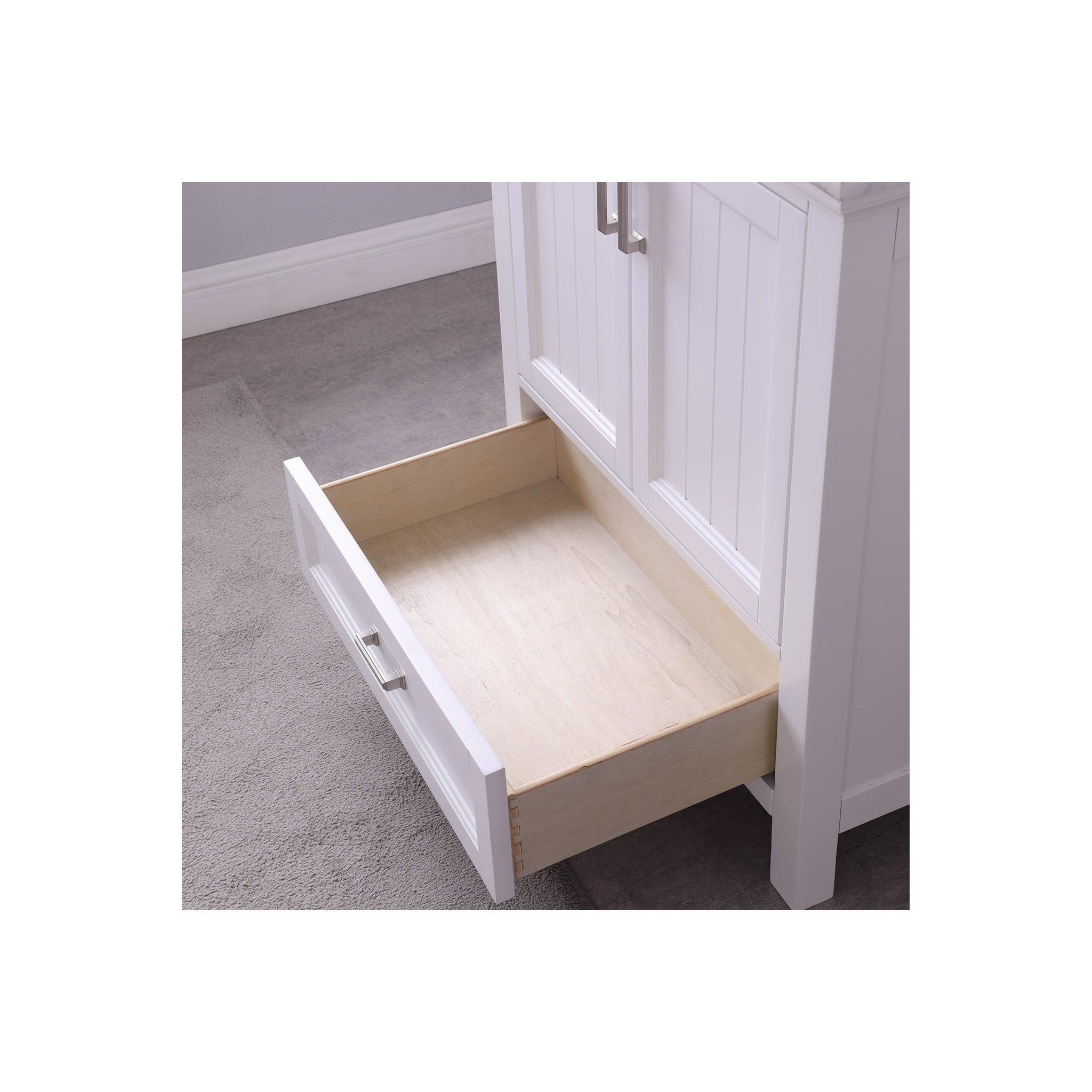 Isla 30" Single Bathroom Vanity Set in White and Carrara White Marble Countertop with Mirror