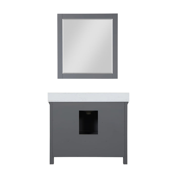 Isla 42" Single Bathroom Vanity Set in Gray and Composite Carrara White Stone Countertop with Mirror