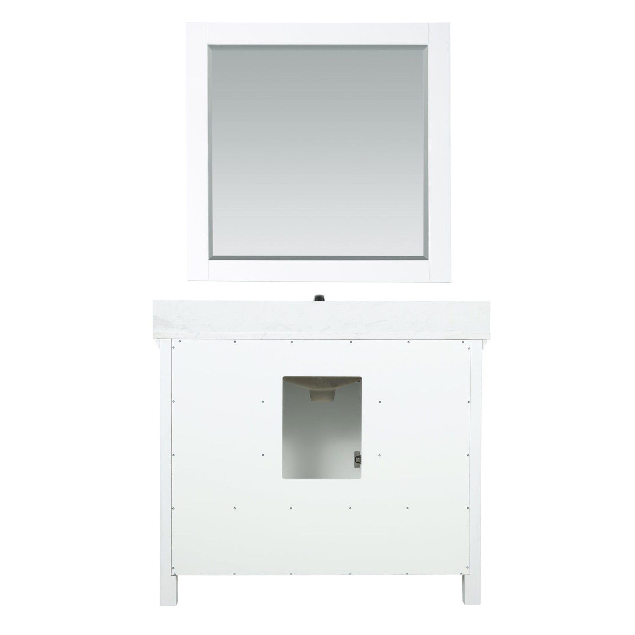 Isla 42" Single Bathroom Vanity Set in White and Carrara White Marble Countertop with Mirror