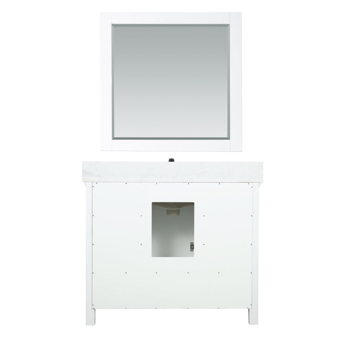 Isla 42" Single Bathroom Vanity Set in White and Carrara White Marble Countertop with Mirror