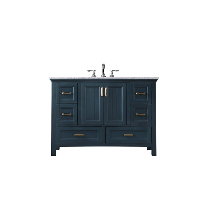 Isla 48" Single Bathroom Vanity Set in Classic Blue and Carrara White Marble Countertop without Mirror