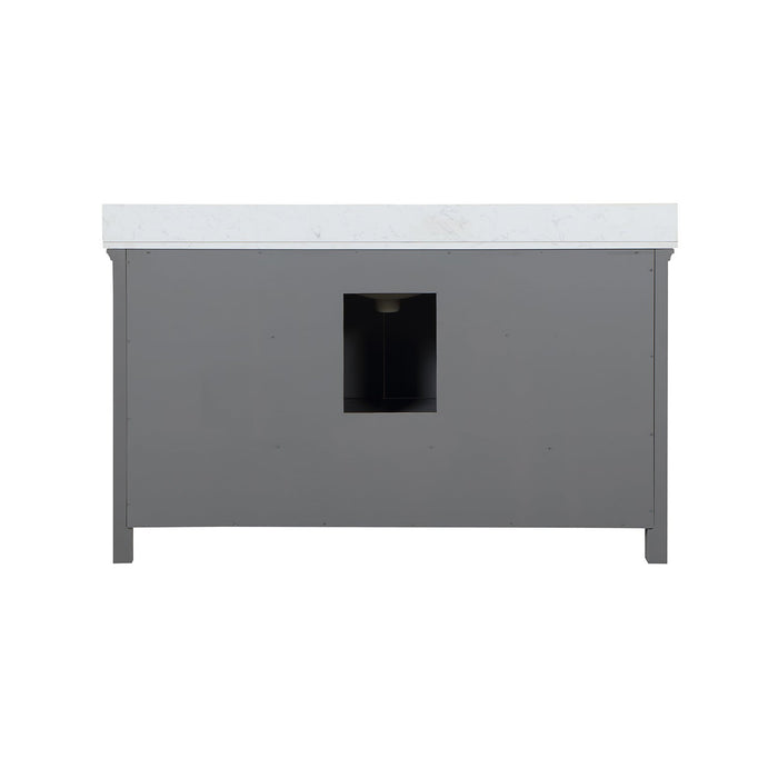 Isla 60" Single Bathroom Vanity Set in Gray and Composite Carrara White Stone Countertop without Mirror