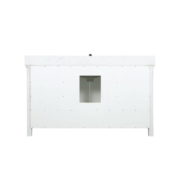 Isla 60" Single Bathroom Vanity Set in White and Carrara White Marble Countertop without Mirror