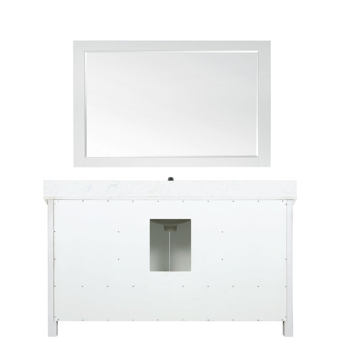 Isla 60" Single Bathroom Vanity Set in White and Carrara White Marble Countertop with Mirror