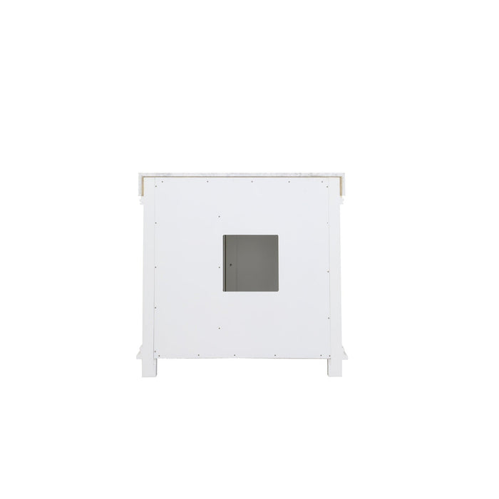 Jardin 36" Single Bathroom Vanity Set in White and Carrara White Marble Countertop without Mirror