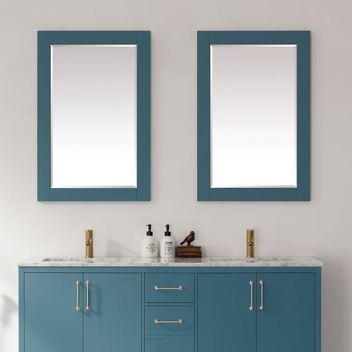 Sutton 24" Rectangular Bathroom Wood Framed Wall Mirror in Royal Green