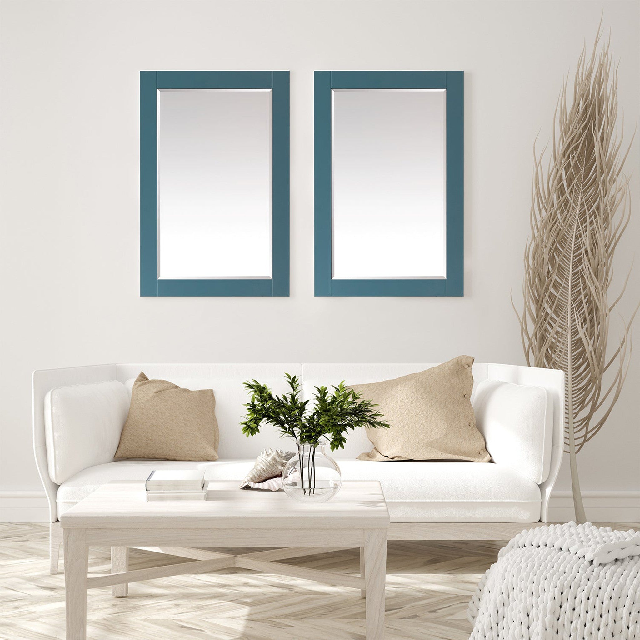 Sutton 24" Rectangular Bathroom Wood Framed Wall Mirror in Royal Green