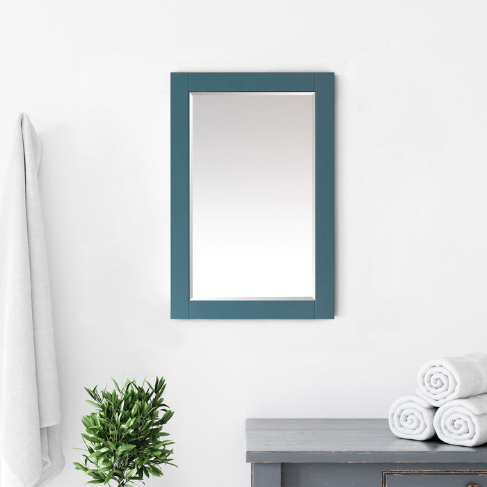 Sutton 24" Rectangular Bathroom Wood Framed Wall Mirror in Royal Green