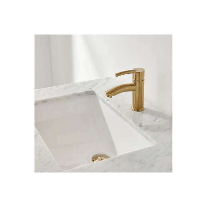 Sutton 36" Single Bathroom Vanity Set in Royal Green and Carrara White Marble Countertop without Mirror