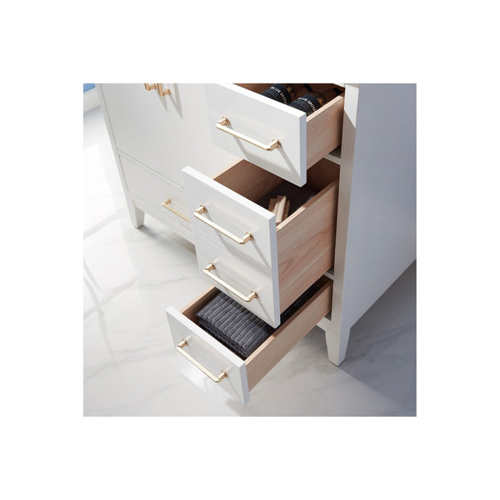 Sutton 36" Single Bathroom Vanity Set in White and Carrara White Marble Countertop with Mirror