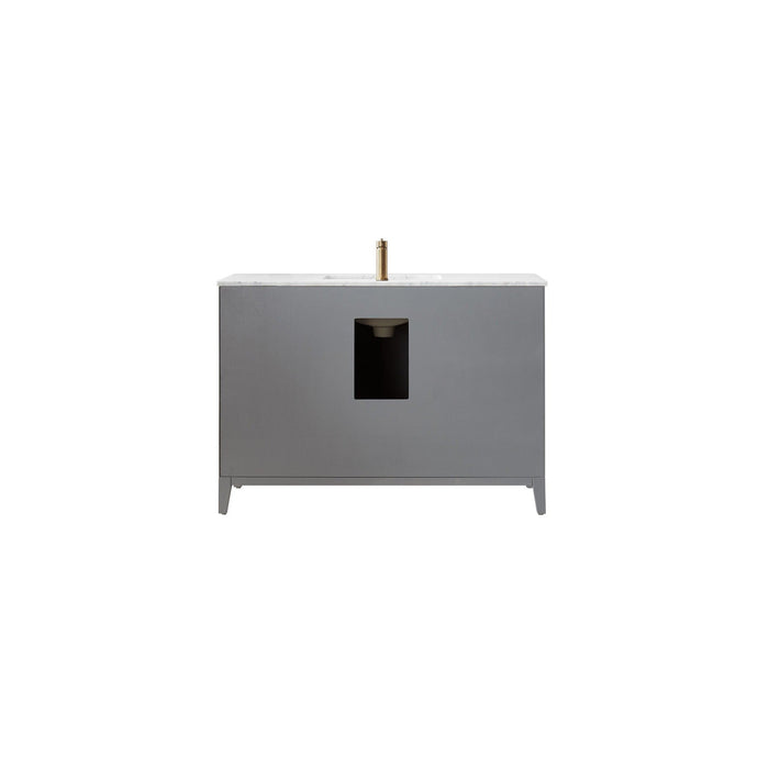 Sutton 48" Single Bathroom Vanity Set in Gray and Carrara White Marble Countertop without Mirror