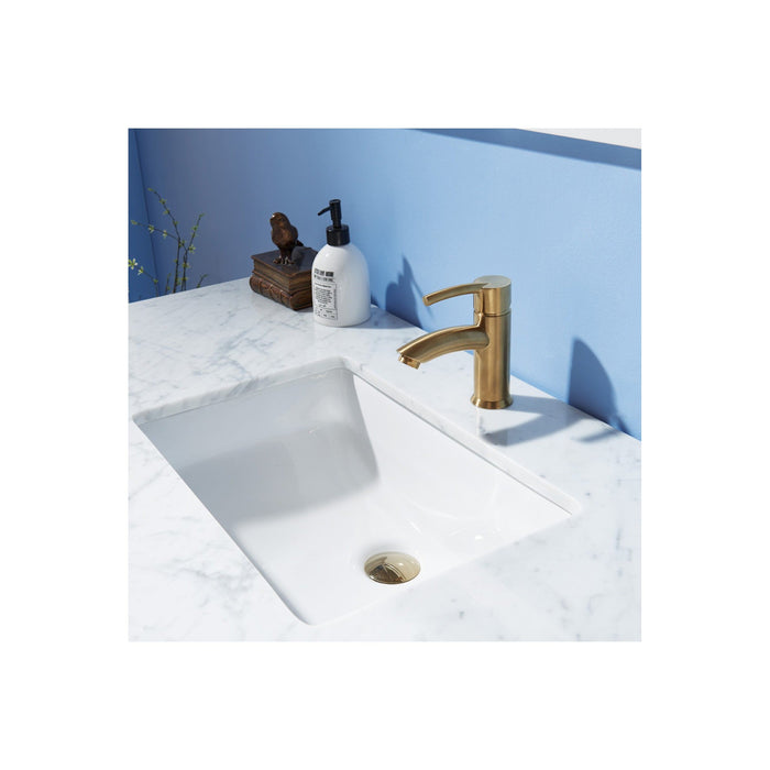 Sutton 48" Single Bathroom Vanity Set in White and Carrara White Marble Countertop without Mirror