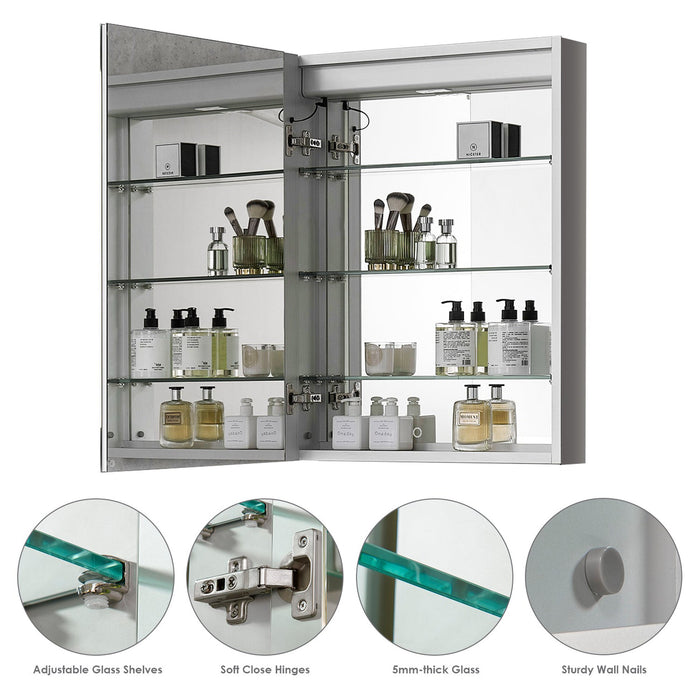 Catola Rectangle 24" Frameless Surface-Mount/Recessed LED Lighted Bathroom Medicine Cabinet