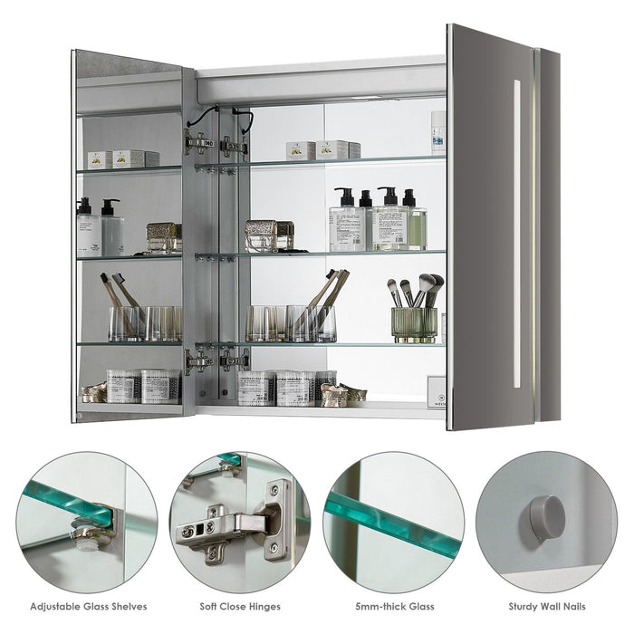 Catola Rectangle 36" Frameless Surface-Mount/Recessed LED Lighted Bathroom Medicine Cabinet