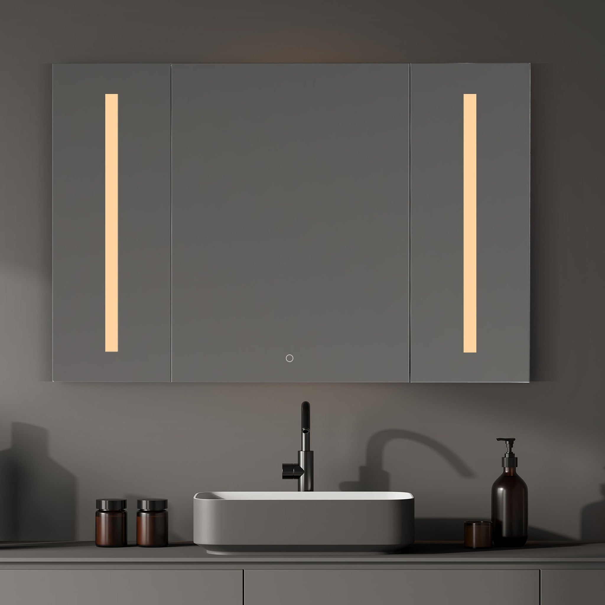 Catola Rectangle 48" Frameless Surface-Mount/Recessed LED Lighted Bathroom Medicine Cabinet