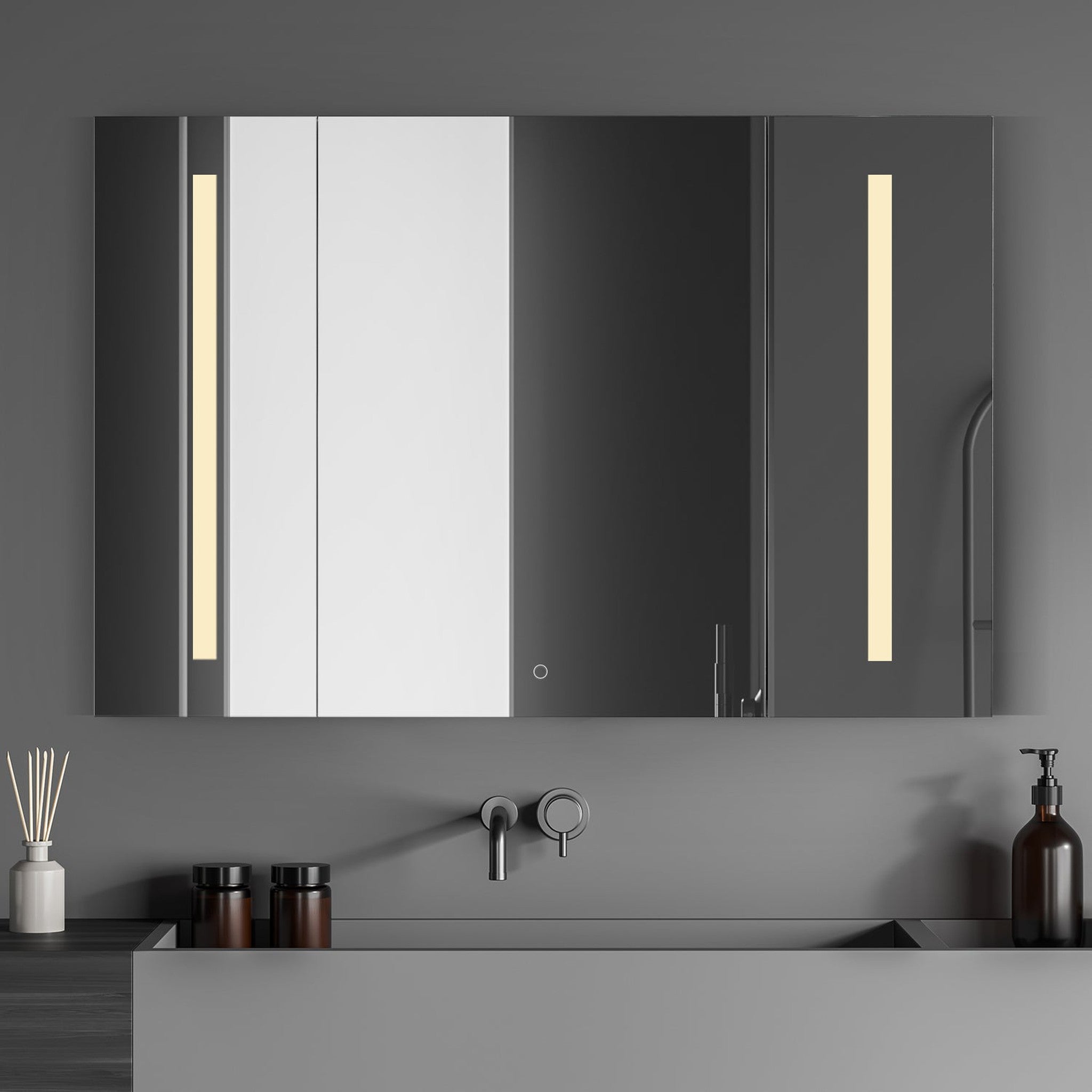 Catola Rectangle 48" Frameless Surface-Mount/Recessed LED Lighted Bathroom Medicine Cabinet