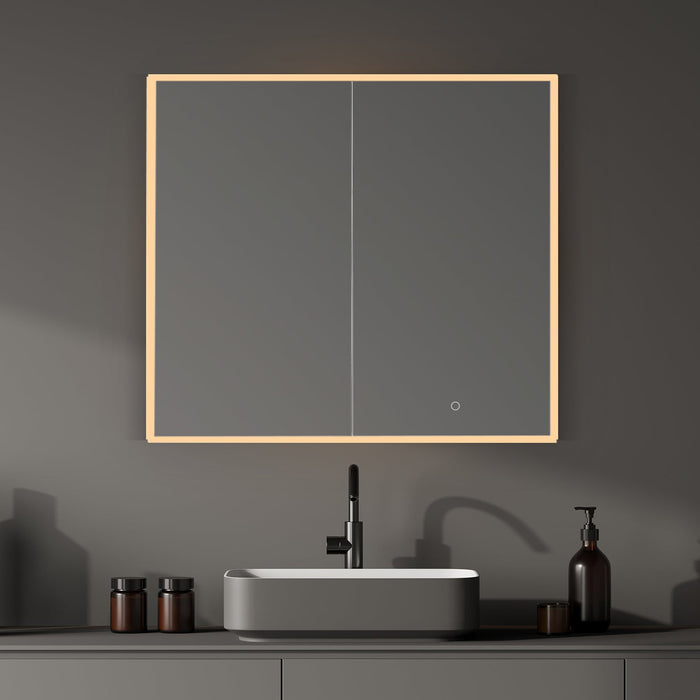 Carsoli Rectangle 36" Frameless Surface-Mount/Recessed LED Lighted Bathroom Medicine Cabinet