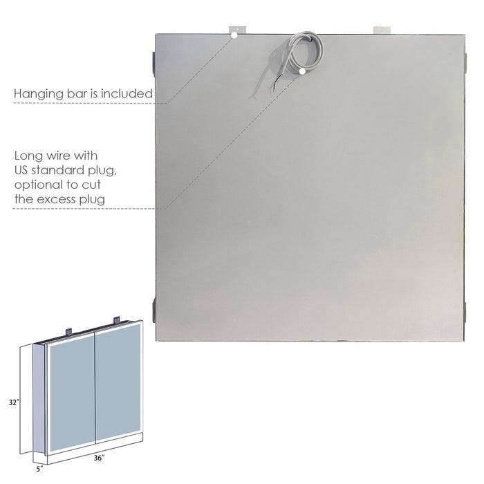 Carsoli Rectangle 36" Frameless Surface-Mount/Recessed LED Lighted Bathroom Medicine Cabinet
